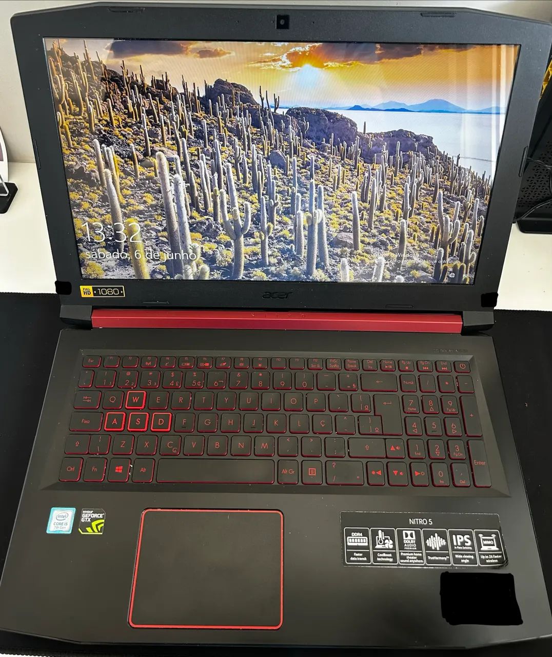 Notebook Gamer Acer Nitro 5 i5-7300HQ GTX 1050 4GB | SSD 256GB + HD 1TB | Bateria Nova