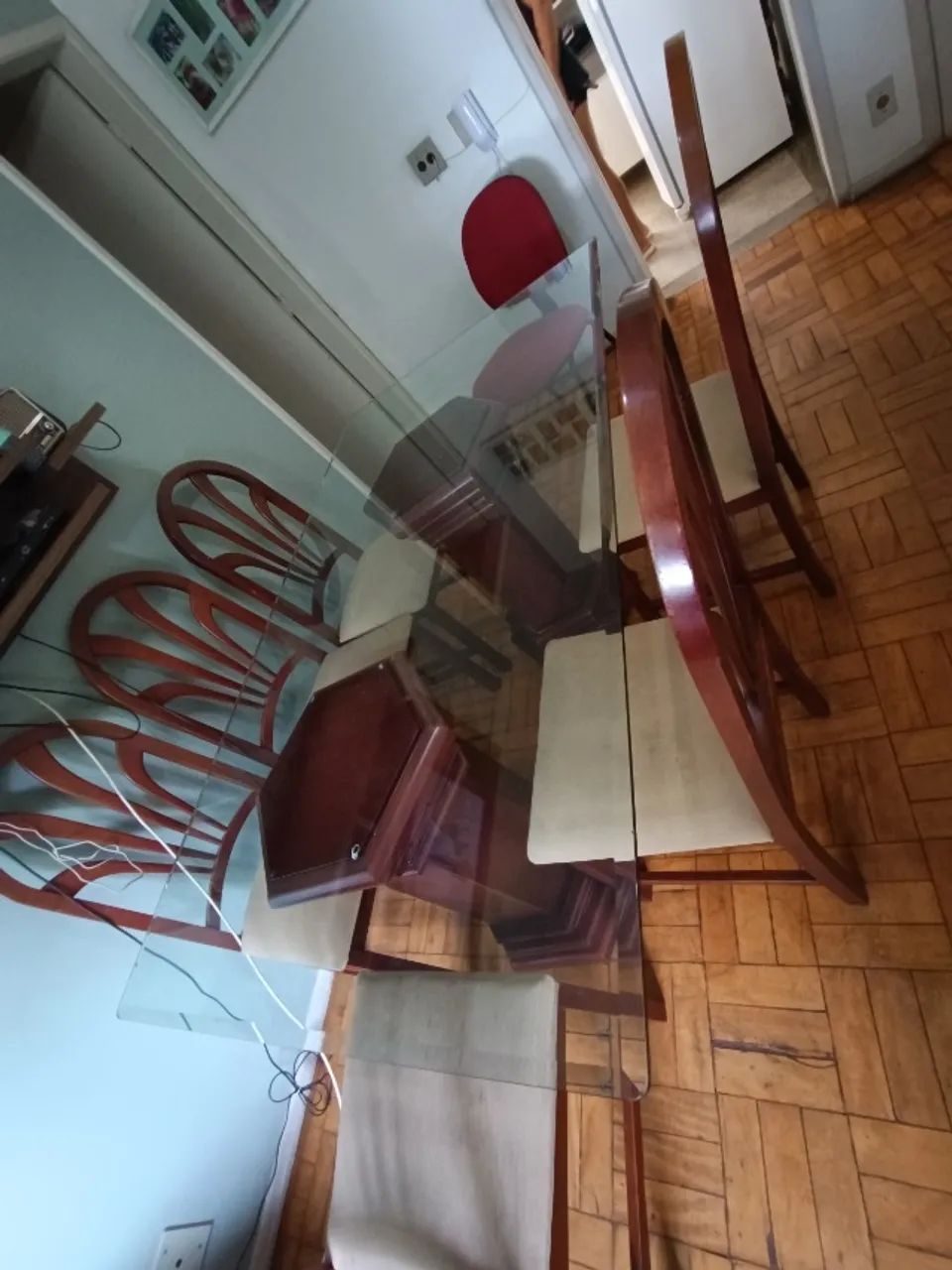 Mesa de jantar de vidro 