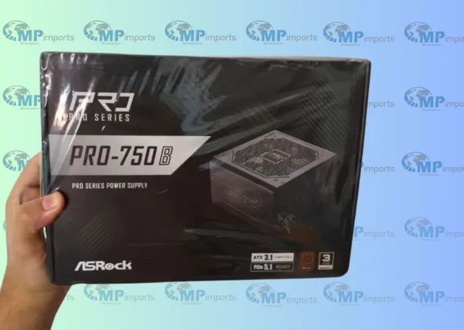 Loja MP Imports: Fonte ASRock Pro, 750W, 80 Plus Bronze, ATX 3.1, PCIe 5.1, PFC Ativo, Pre - Foto 2