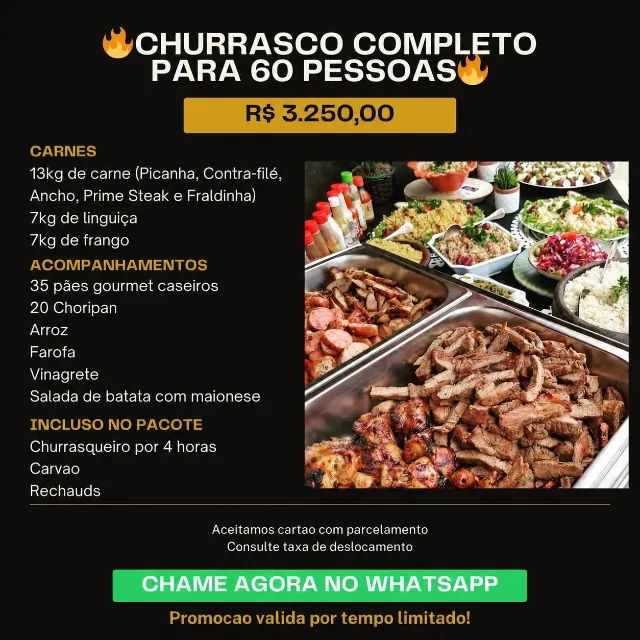 Kit Buffet de Churrasco Completo Com ou Sem Sobremesa - Foto 2