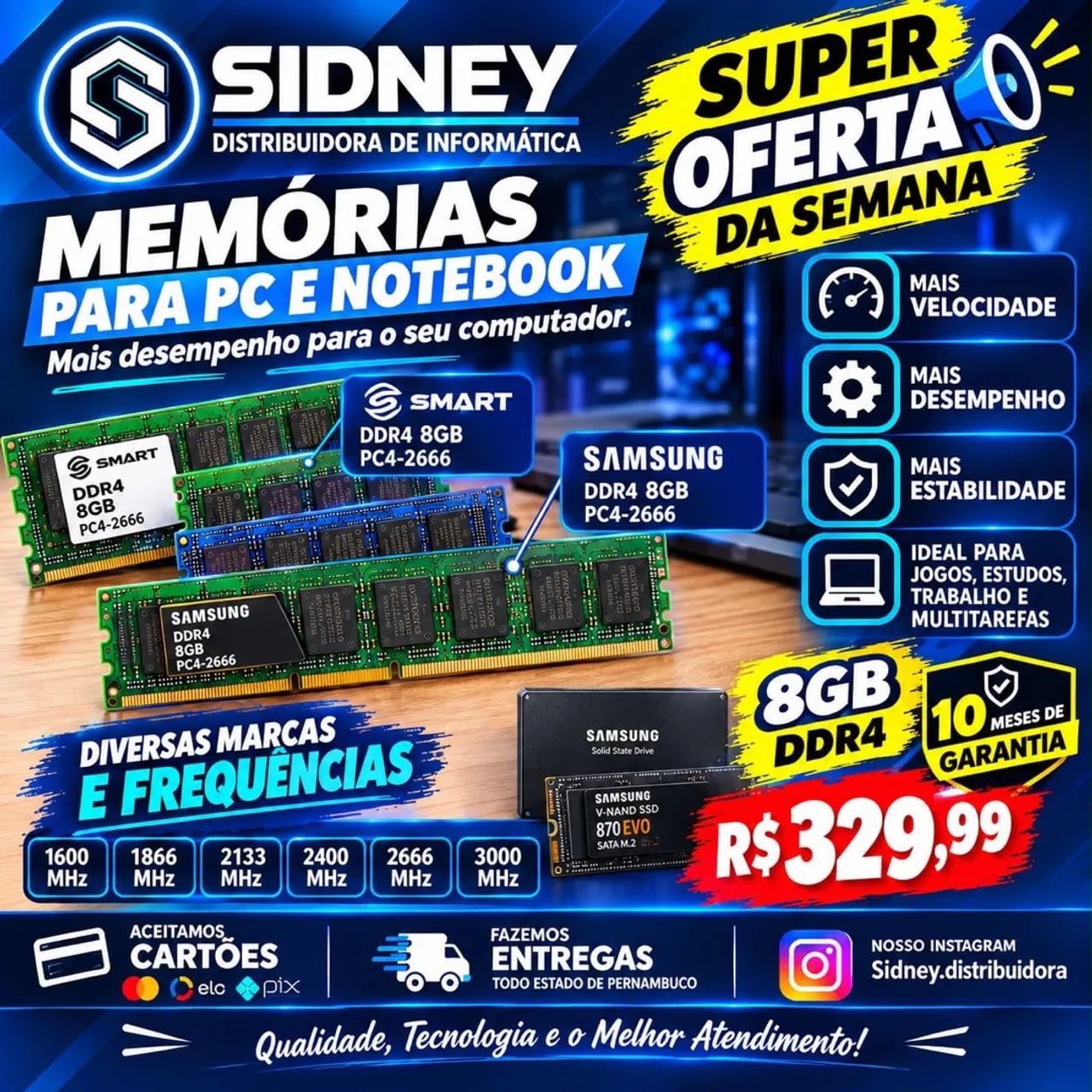 Memória para notebook e computador 