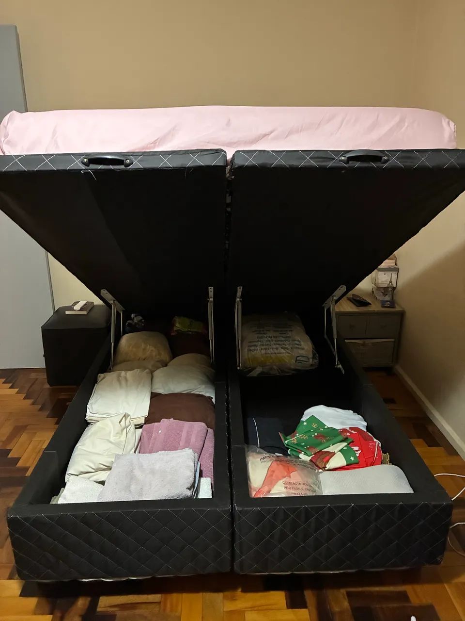 Cama Box Casal com Baú + Colchão + Cabeceira