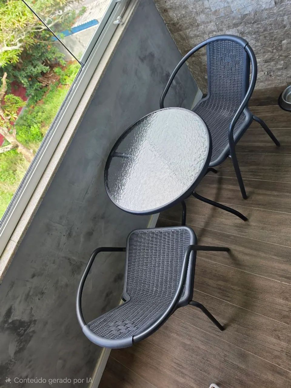 Conjunto- mesa de vidro e 2 cadeiras varanda  - Foto 4