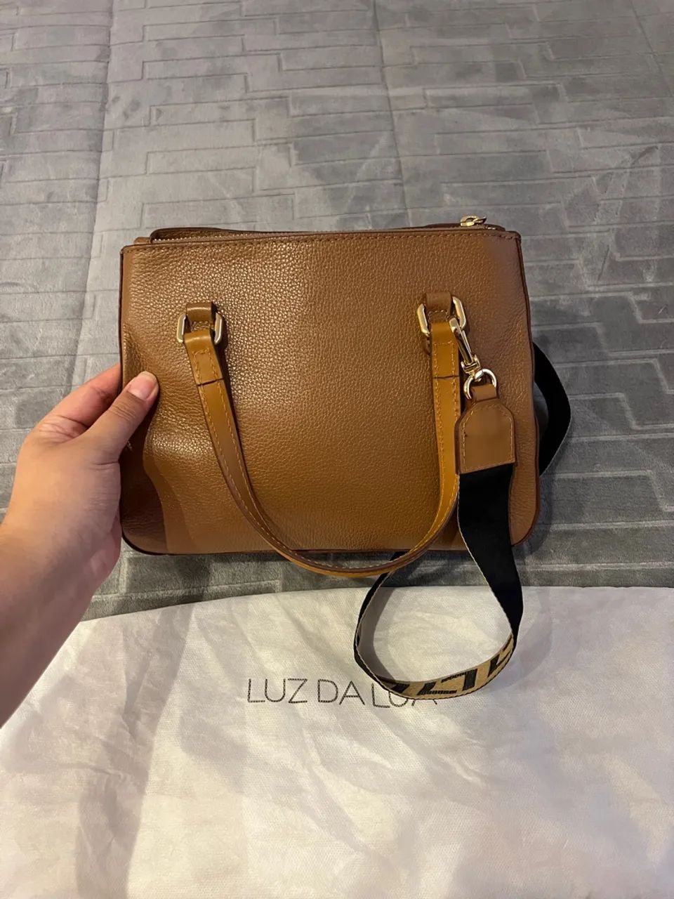 Bolsa Luz da Lua Original - Couro Legítimo Caramelo Com Dust Bag - Bolsa Tote - Foto 4