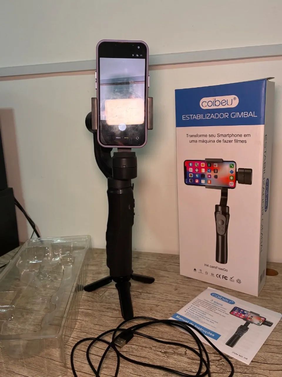Estabilizador Gimbal H4 3 Eixos Para Smartphone Android e IOS - Foto 3