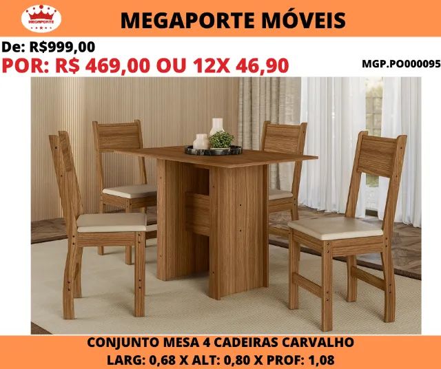 Conjunto de Mesa 0,68x1,08 Milano 4 Cadeiras - Foto 2