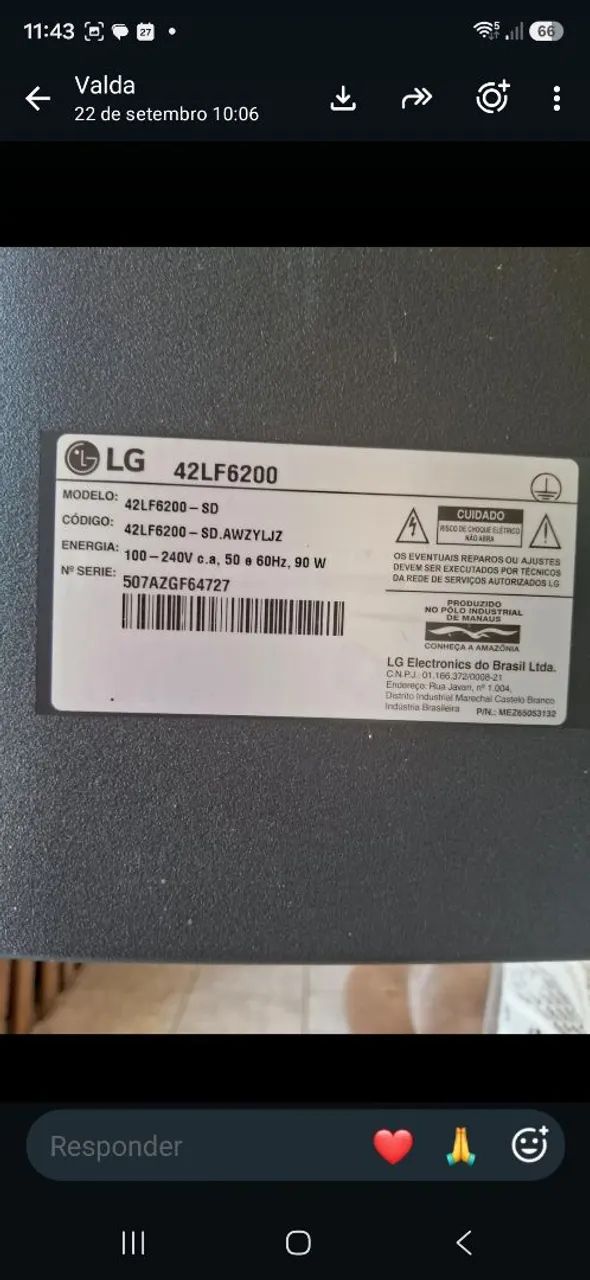 Tv lg 42  com defeito  - Foto 2