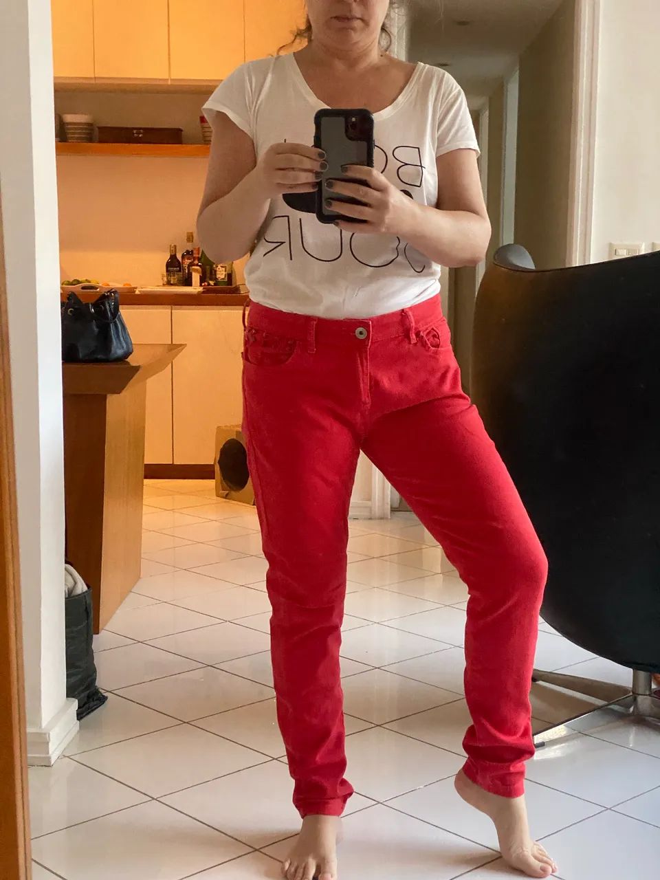 Calça le lis blanc skinny vermelha  - Foto 5