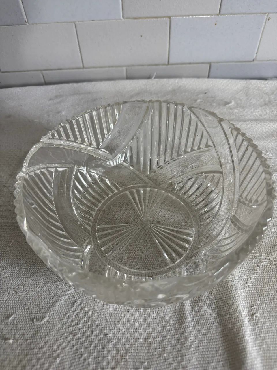 Vaso Centro de Mesa Em Cristal Antigo Bohemia