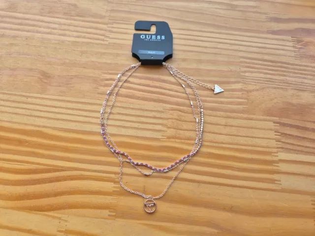Colar Original Guess Multi. 3 Em 1. Rosê Gold. Novo!