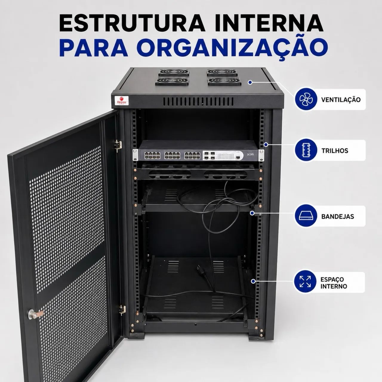 Hepso Servidor Rede Gabinete Rack 39"x23" - Foto 4