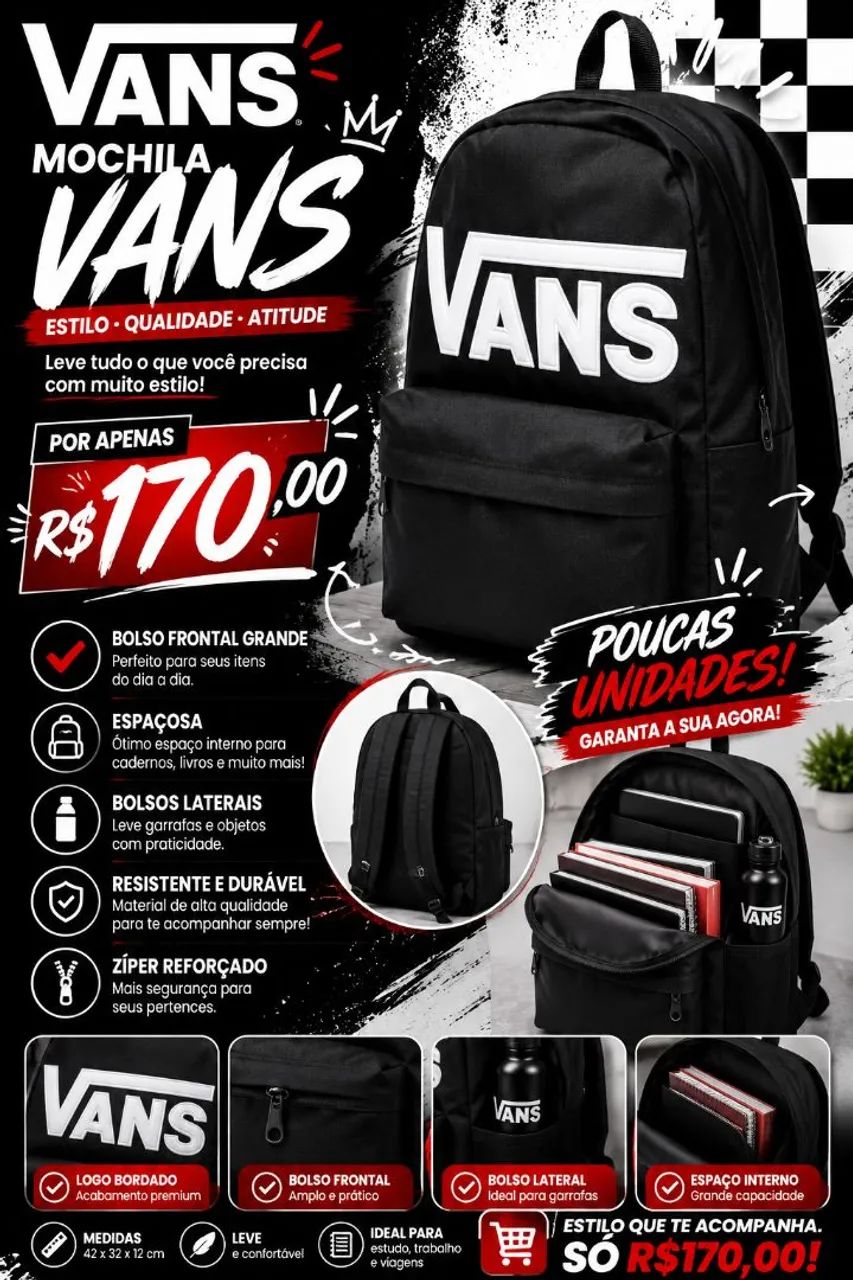 Mochila Vans preta 