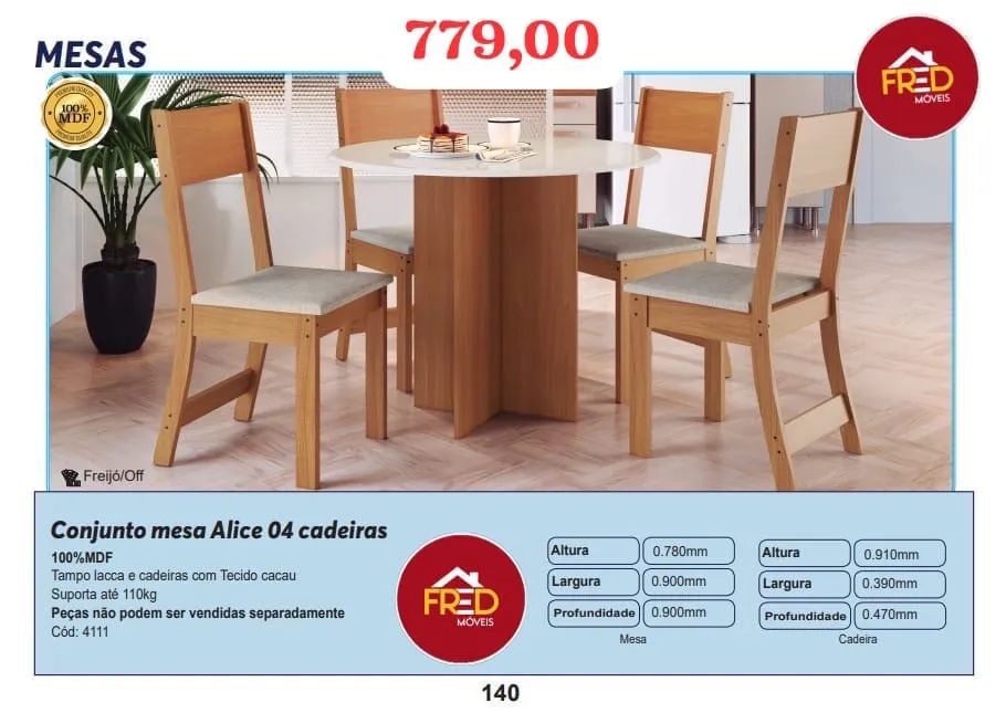 Mesa de jantar promoção 