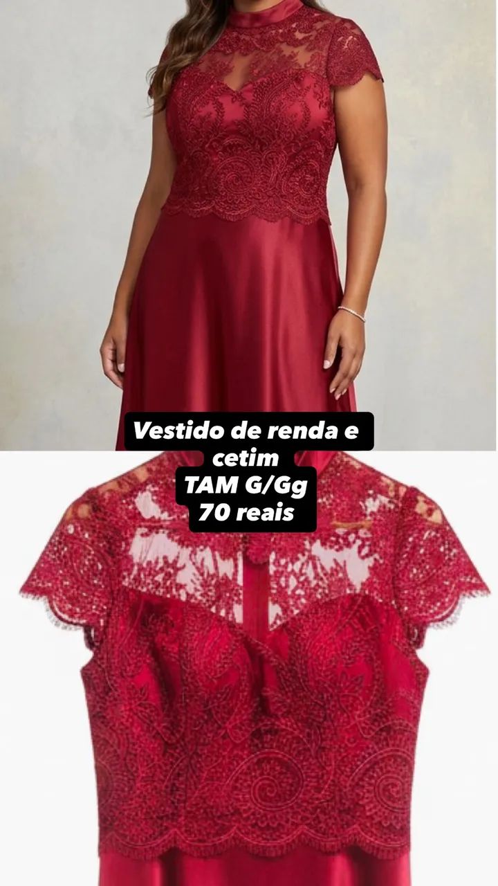 Vestido de festa com renda e cetim - Foto 3