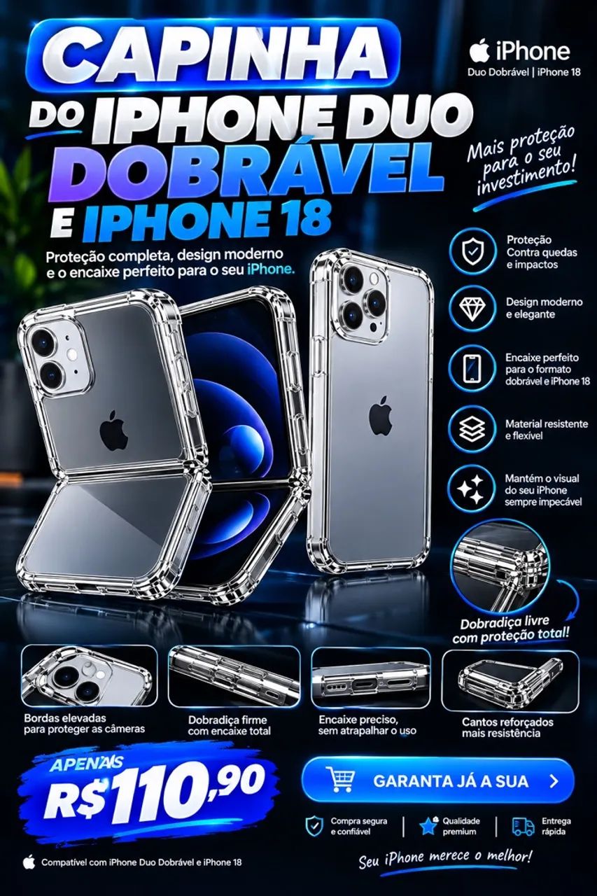 Capinha iPhone dou 18 dobrável 