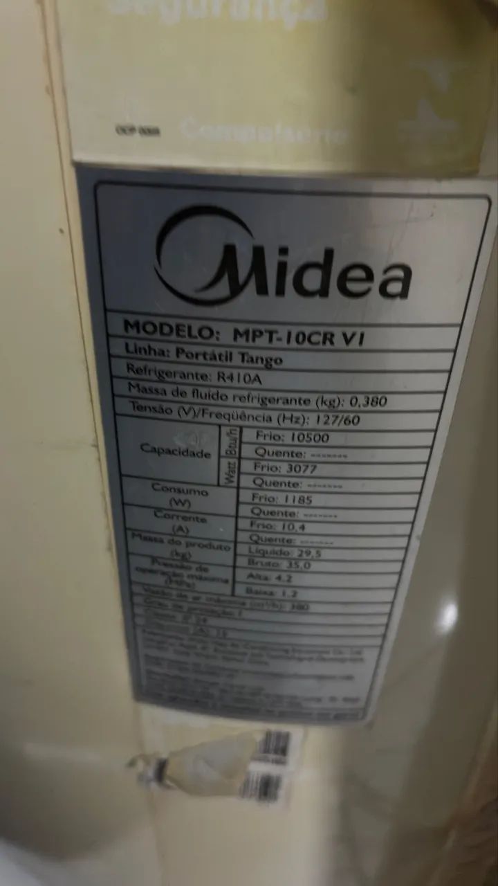 Ar Condicionado Midea Elétrico Mpt-10cr V1 