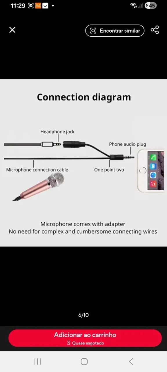 Mini microfone para telefone inteligente de áudio para  - Foto 3