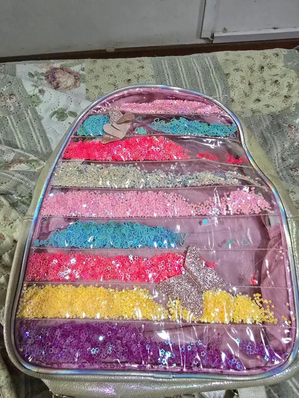Mochila de glitter da Favo de Mel 