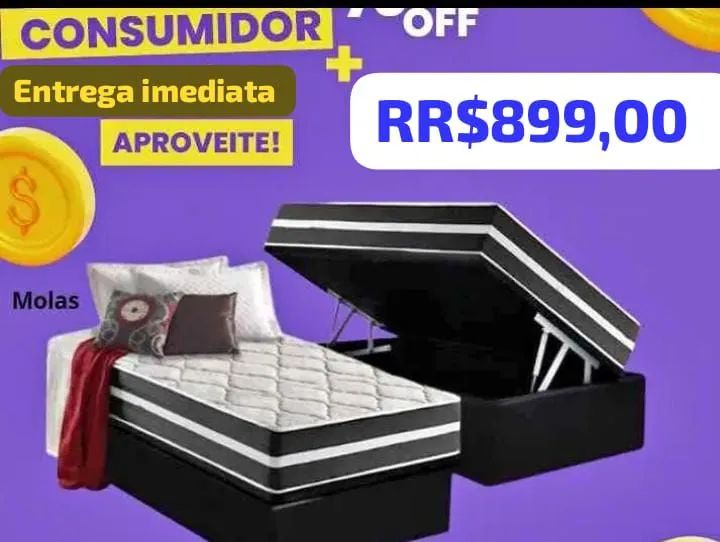 Box baú solteiro!! E box baú com colchão em promoção!!