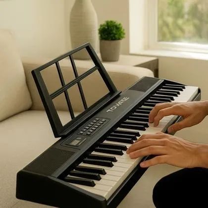 ホツマタエ Teclado Eletrônico Tomate MSY9995 Preto 61 Teclas Dobrável