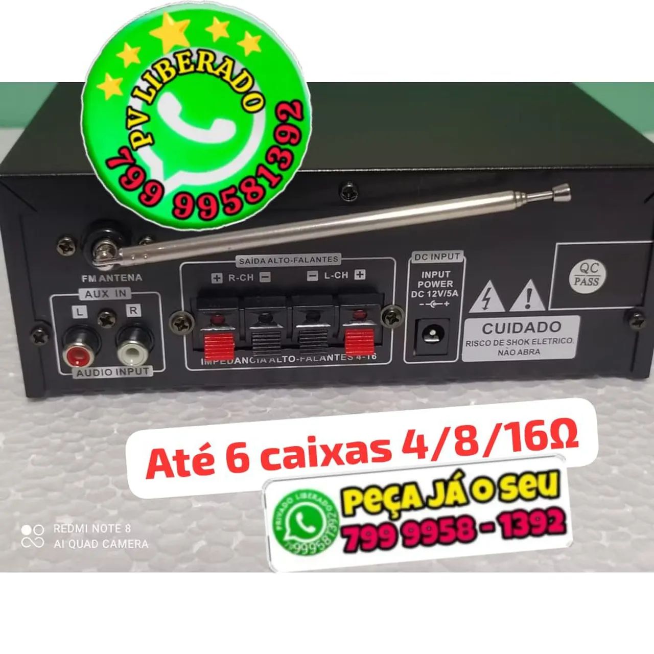 Amplificador  e karaokê multimidia, Bluetooth para até 4 microfones 120 w ,  - Foto 3