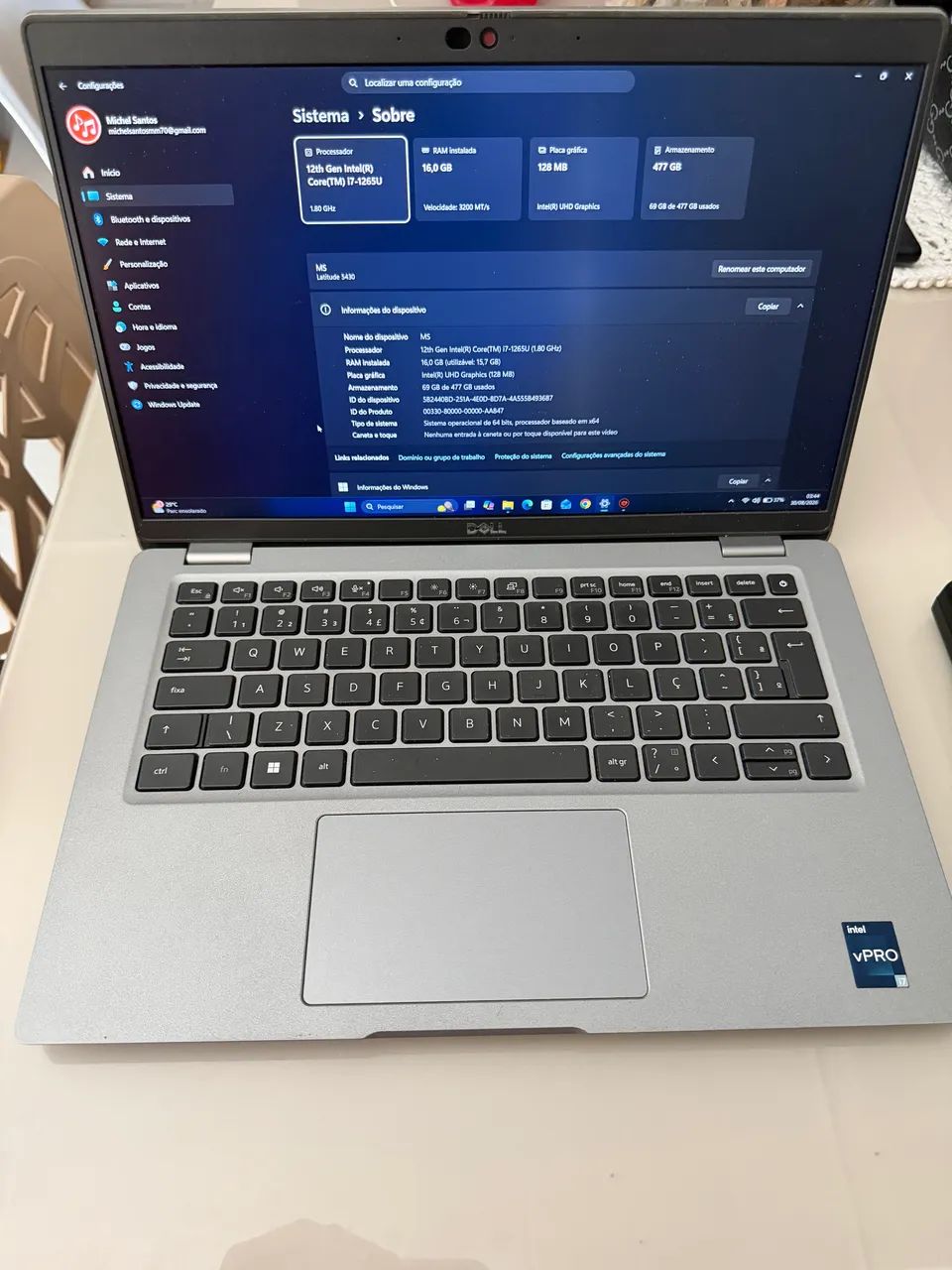 Notebook Dell i7 1265U 16GB DE RAM