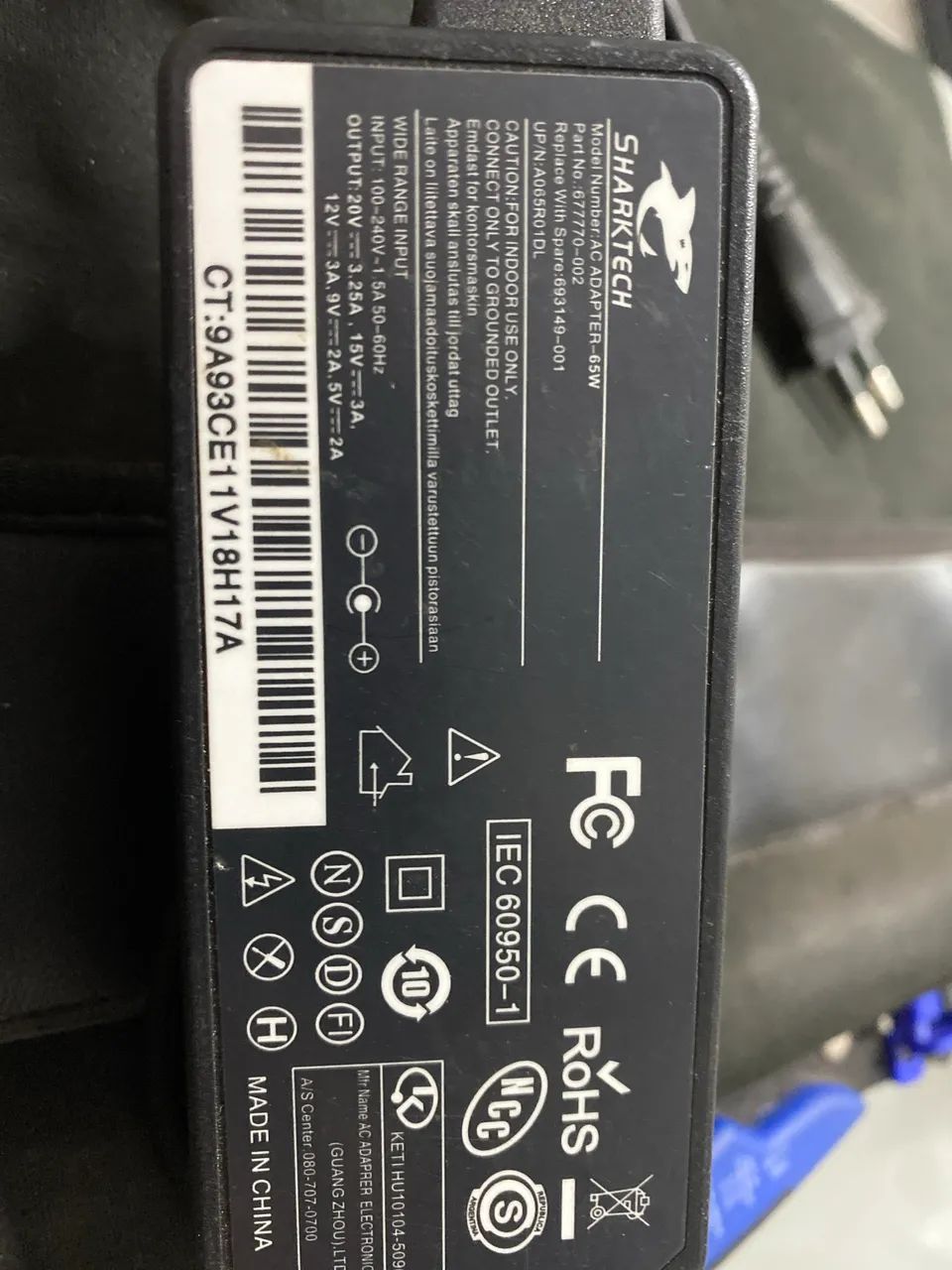 Carregador tipo c 65w notebook