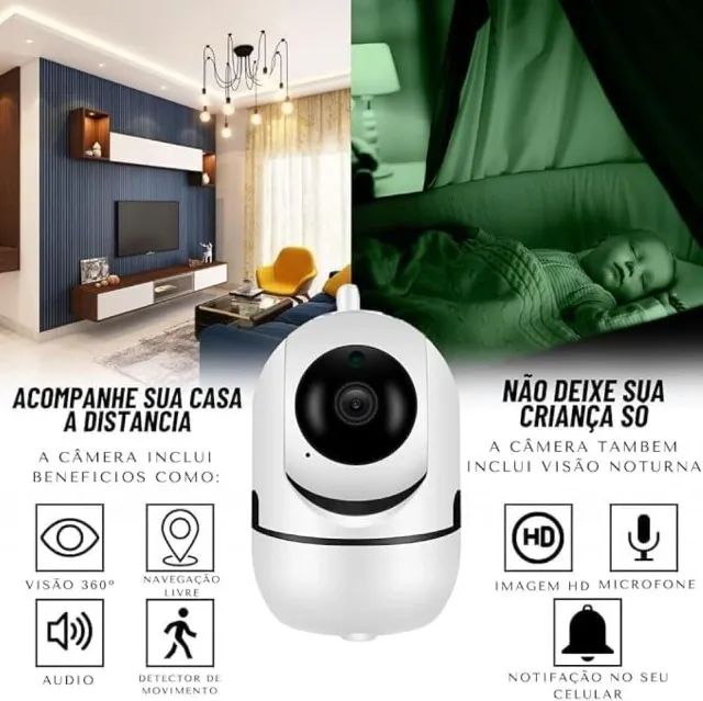 Câmera Babá Eletrônica Wi-Fi Full HD 1080p com Visão Noturna