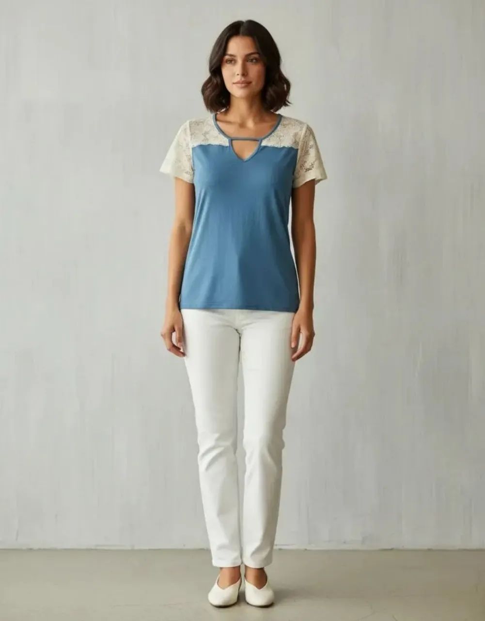 Blusa Azul Renda - Siberian - Foto 5
