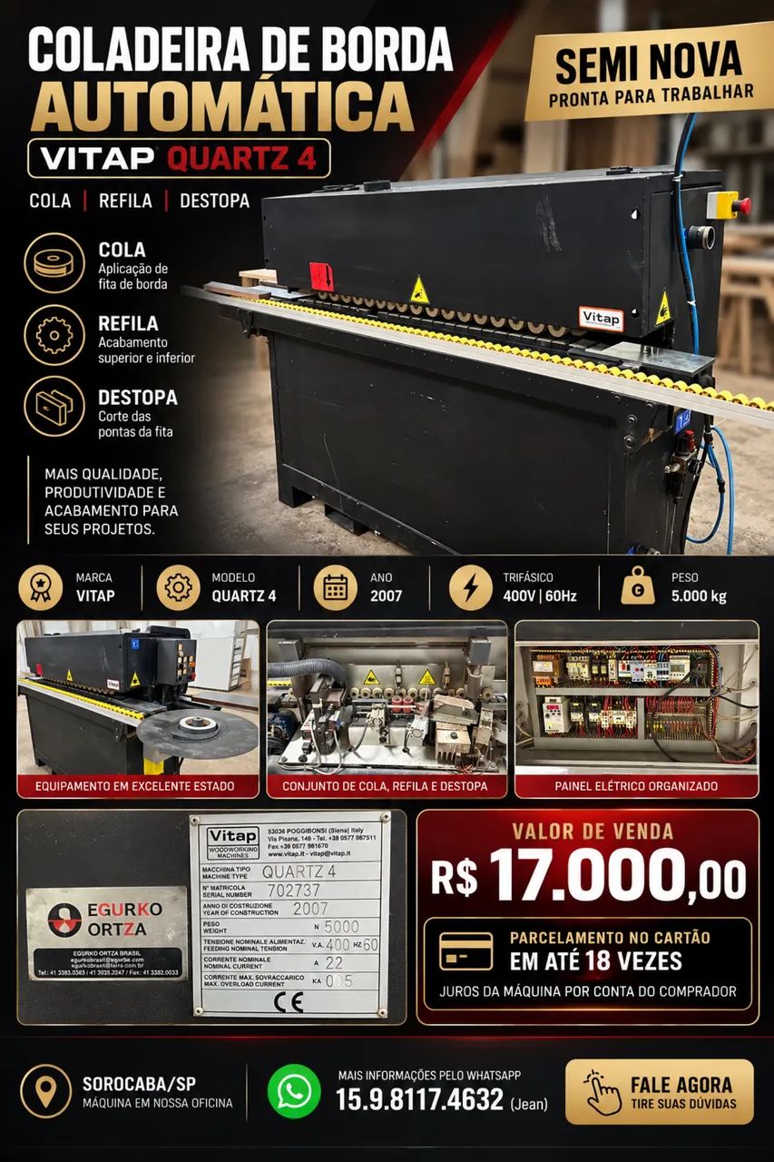 Coladeira de borda automática