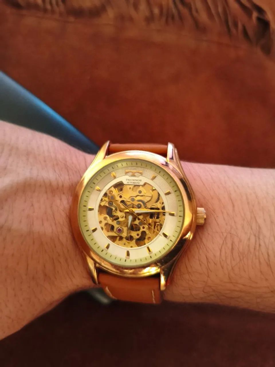 Relógio Technos Masculino Automatico Dourado - Foto 4
