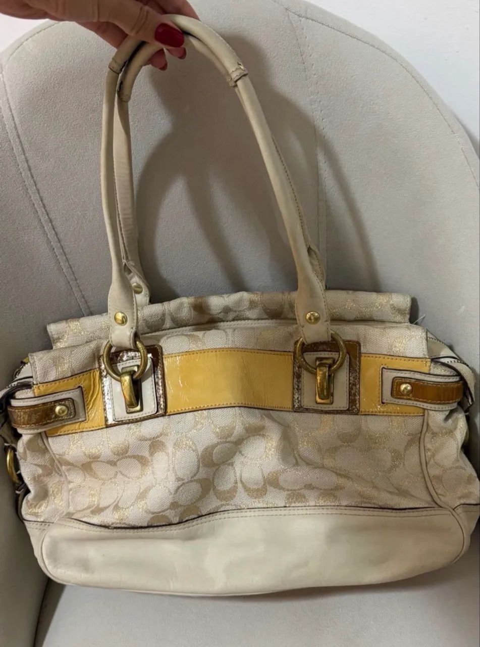 Bolsa Coach vintage satchel bege  - Foto 2