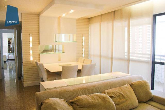 Apartamento mobiliado para locação, 130m² 3 suítes 3 vagas, Cocó, Fortaleza. - Foto 6