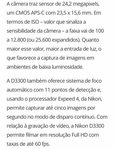 Câmera Nikon D3300 + Lente + Acessórios, troco por iphone 8 - Foto 5
