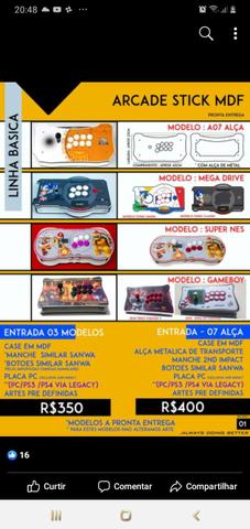 Raspberry pi 3, arcade stick , fliperama ,vídeo game retro 9 mil jogos, bartop - Foto 6