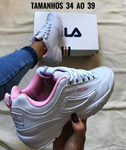 tenis fila disruptor branco com rosa