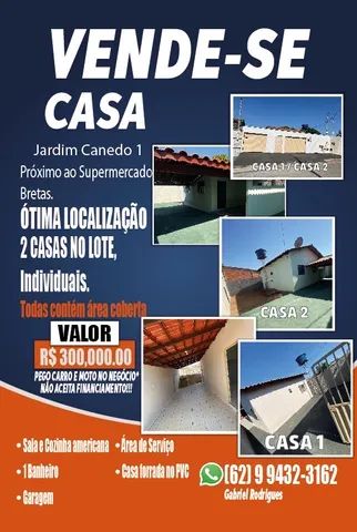 Captação de Casa a venda na Rua Vila Lobos, Residencial Jardim Canedo I, Senador Canedo, GO