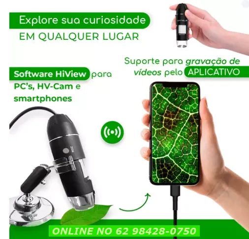 Microscópio Digital Lente 1000x Profissional Pc Note Celular Maior Alcance analise capilar - Foto 2