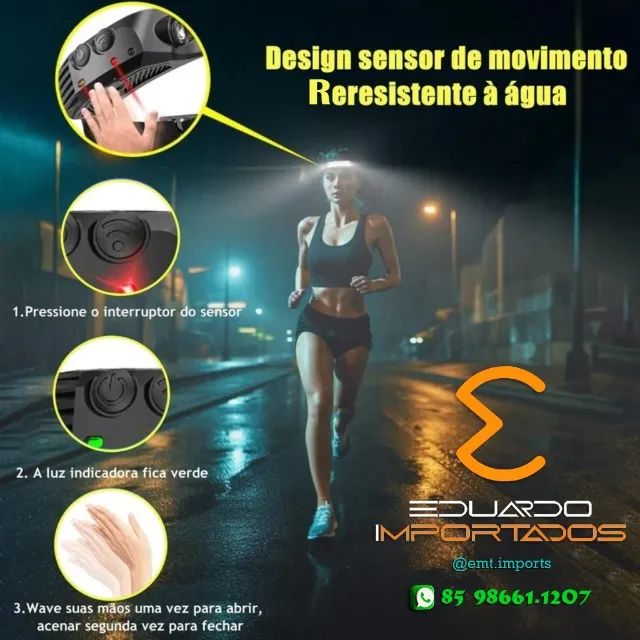 Lanterna de Cabeça Recarregável 3 LEDs COB 500 Lumens - Foto 6