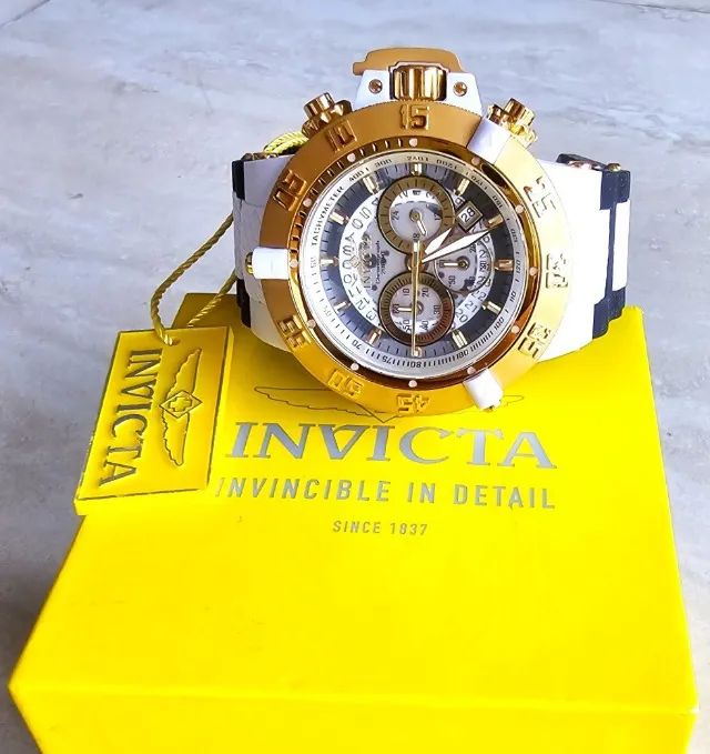 Relógio Invicta Subaqua Noma I I I Branco e Dourado em perfeito estado. - Foto 5