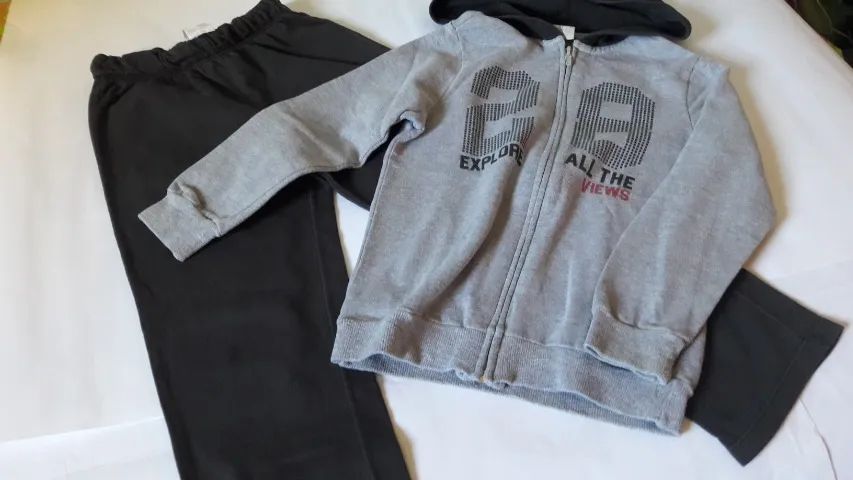 Agasalho Moletom ( Calça e Blusa) Infantil Hering Kids c/ capuz - cinza - tam 6 Semi Novo - Foto 3