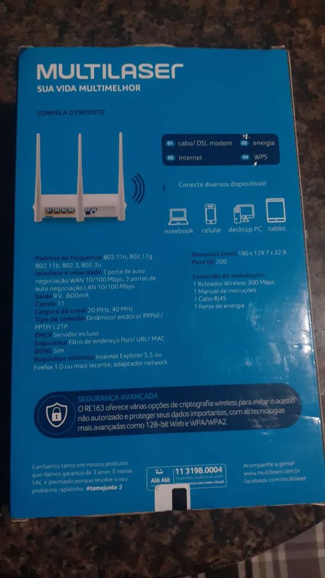 Roteador Multlaser   NOVO .300KBPS   3 ANTENAS  - Foto 2