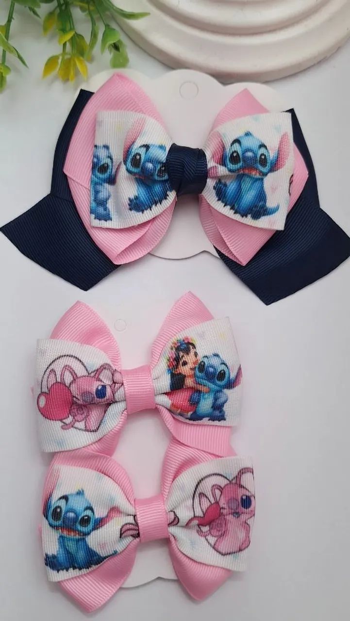 Laços de cabelo Stitch e Angel