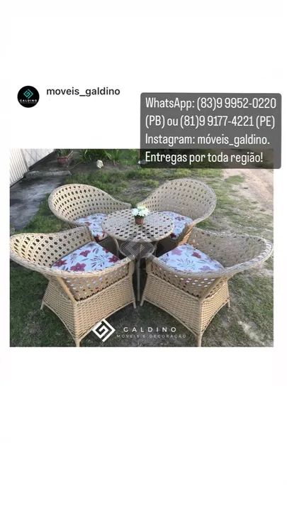 Conjunto de terraço e área - jogo de terraço- jogo de área - cadeiras em fibra