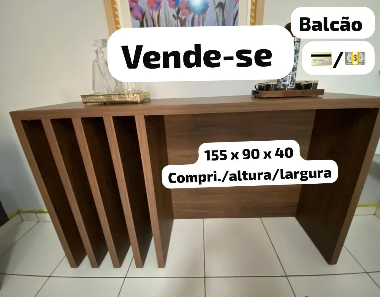 Balcão de escritório moderno - 155x90x40