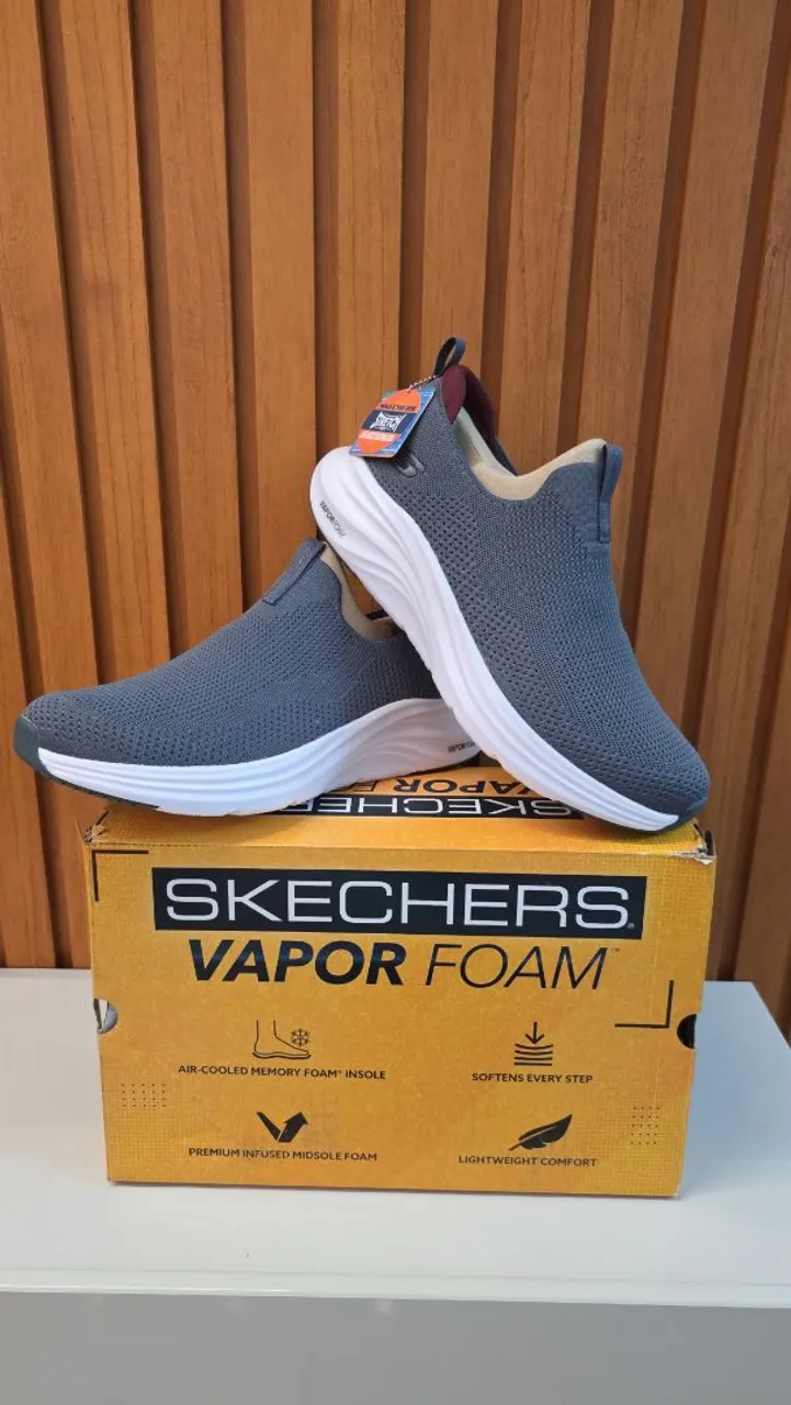 Tênis Skechers Vapor Foam Covert Masculino - Cinza+Vermelho Número 45