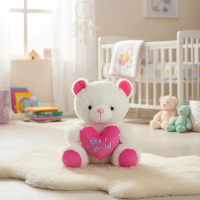 Urso de pelúcia grande com coração - Foto 3