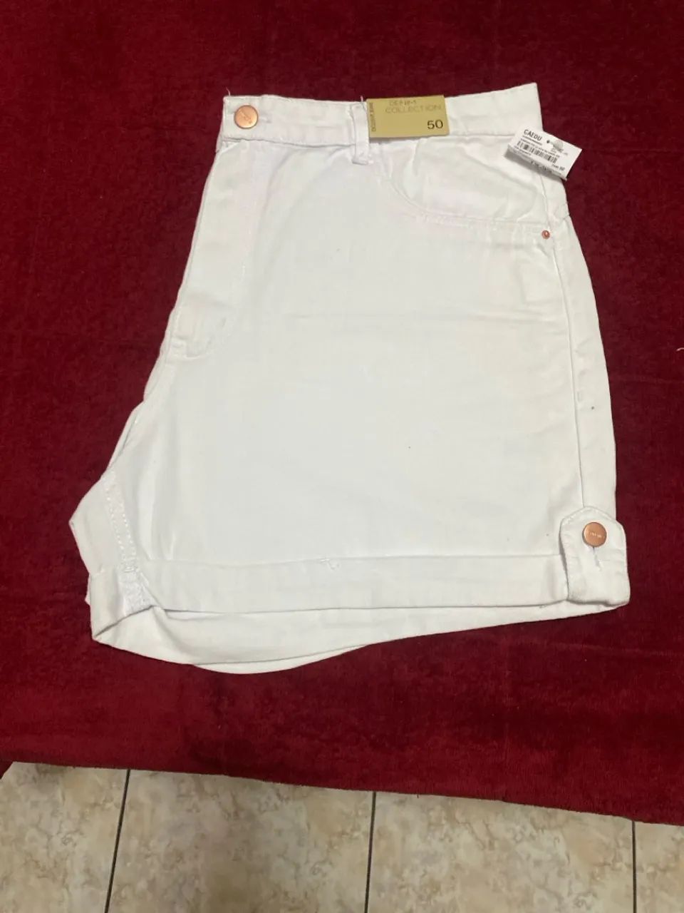 Shorts Jeans Branco Feminino