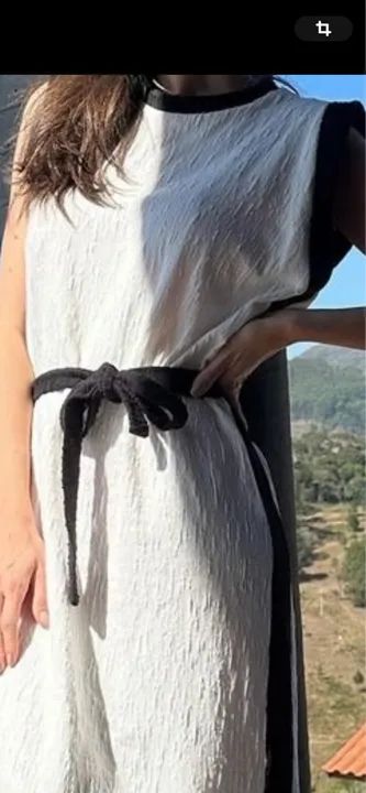 Vestido SEMPLICE branco com detalhe preto - Foto 3