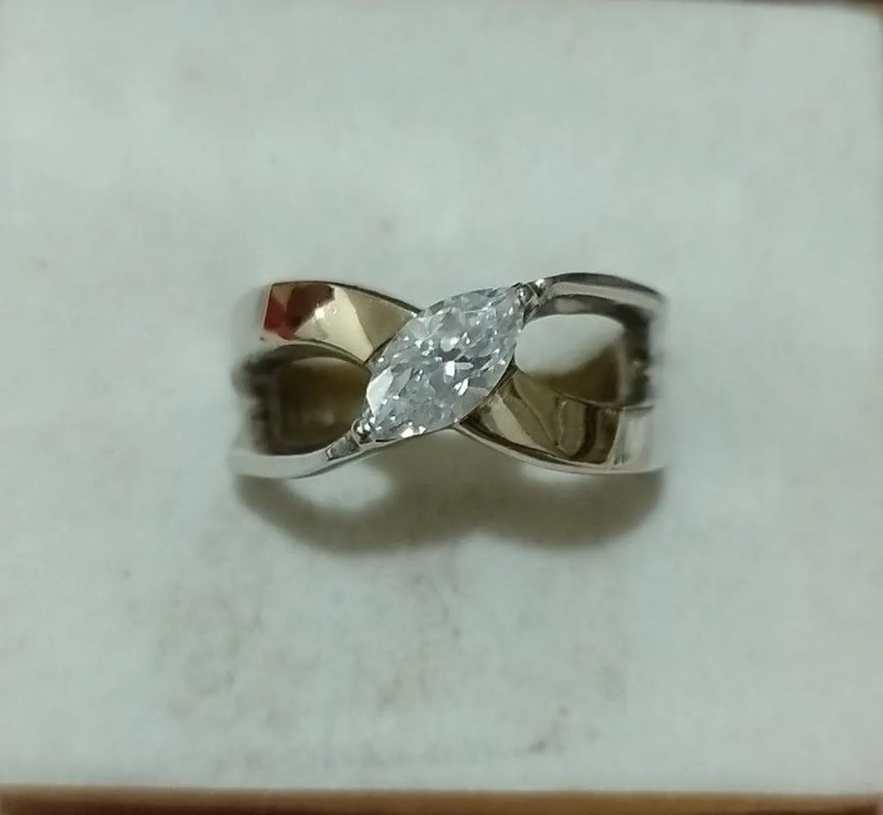 Anel em prata 950 com dois apliques em ouro 12k - Foto 3